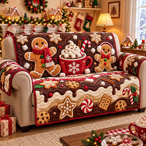 Cocoa Cookie Christmas Quilted Sofa Cover GFTONTD3476