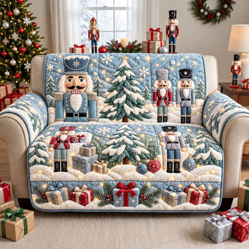Snowy Nutcracker Guard Quilted Sofa Cover GFTONTD3480