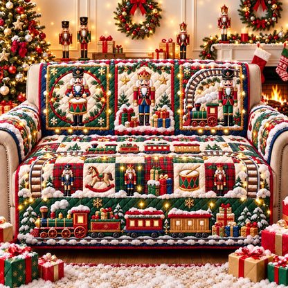 Christmas Toy Express Quilted Sofa Cover GFTONTD3482