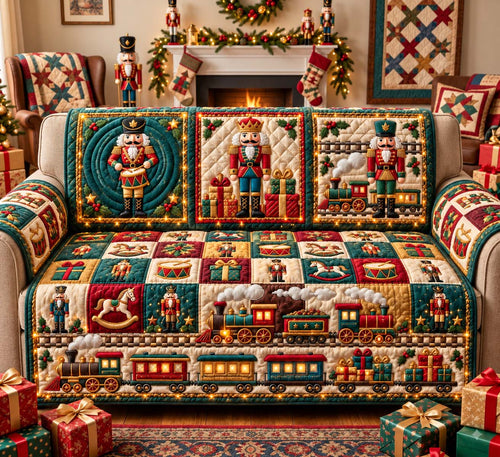 Christmas Train Guard Quilted Sofa Cover GFTONTD3485
