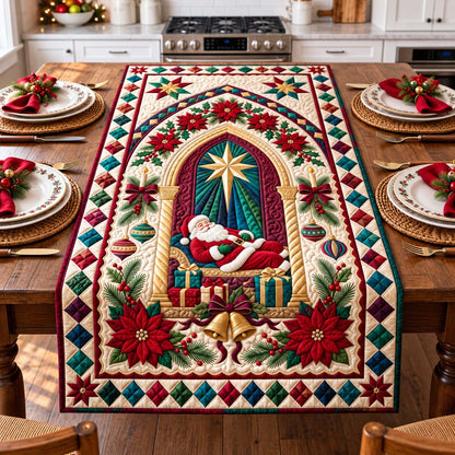 Christmas Star Santa Quilted Table Runner GFTONTD3558