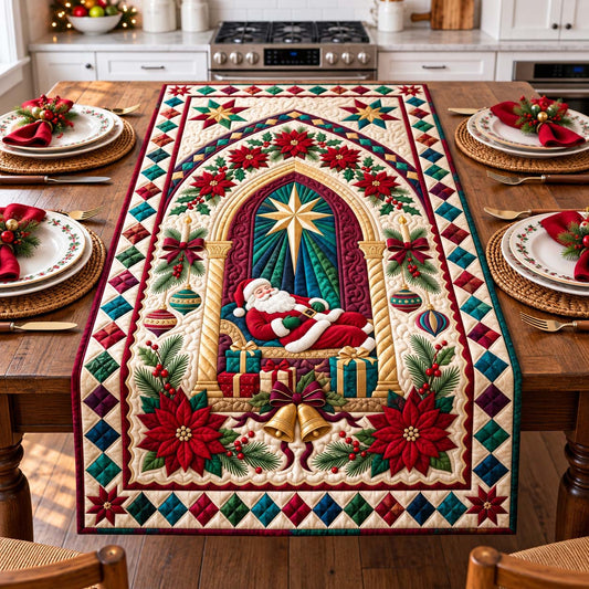 Christmas Star Santa Quilted Table Runner GFTONTD3558