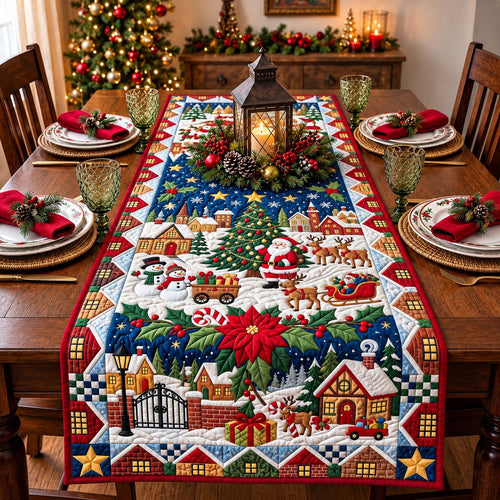 Village Night Of Santa Quilted Table Runner GFTONTD3559