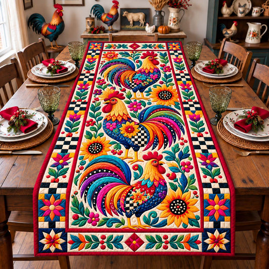 Christmas Rooster Garden Quilted Table Runner GFTONTD3563