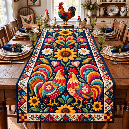 Midnight Rooster Bloom Quilted Table Runner GFTONTD3565