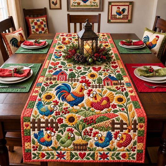 Country Chicken Meadow Quilted Table Runner GFTONTD3566