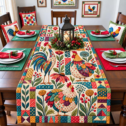 Barnyard Rooster Family Quilted Table Runner GFTONTD3568