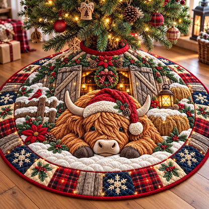 Highland Christmas Barn Quilted Tree Skirt GFTONTD3577