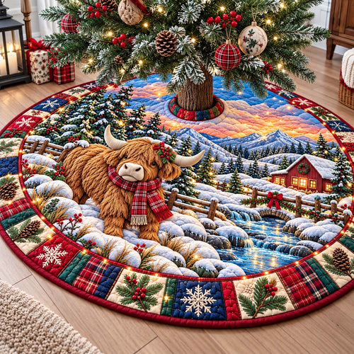 Highland Mountain Christmas Quilted Tree Skirt GFTONTD3579
