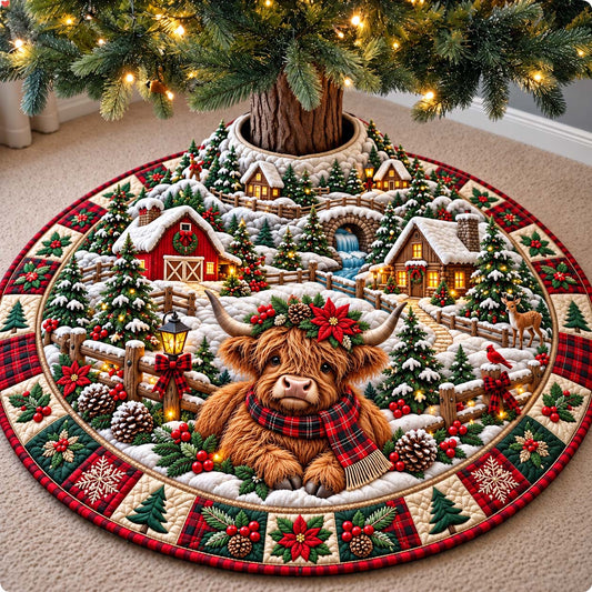 Highland Snowy Village Quilted Tree Skirt GFTONTD3582