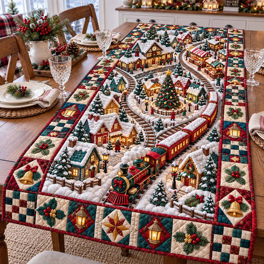 Christmas Village Railway Quilted Table Runner GFTONTD3587