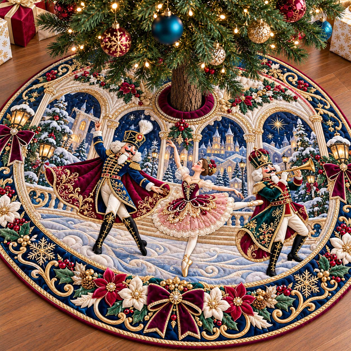 Christmas Ballet Magic Quilted Tree Skirt GFTONTD3608