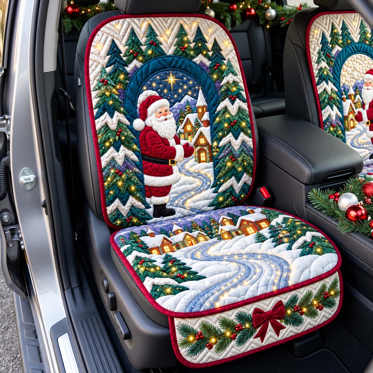 Santa Forest Journey Quilted Car Seat Protector GFTONTD3643