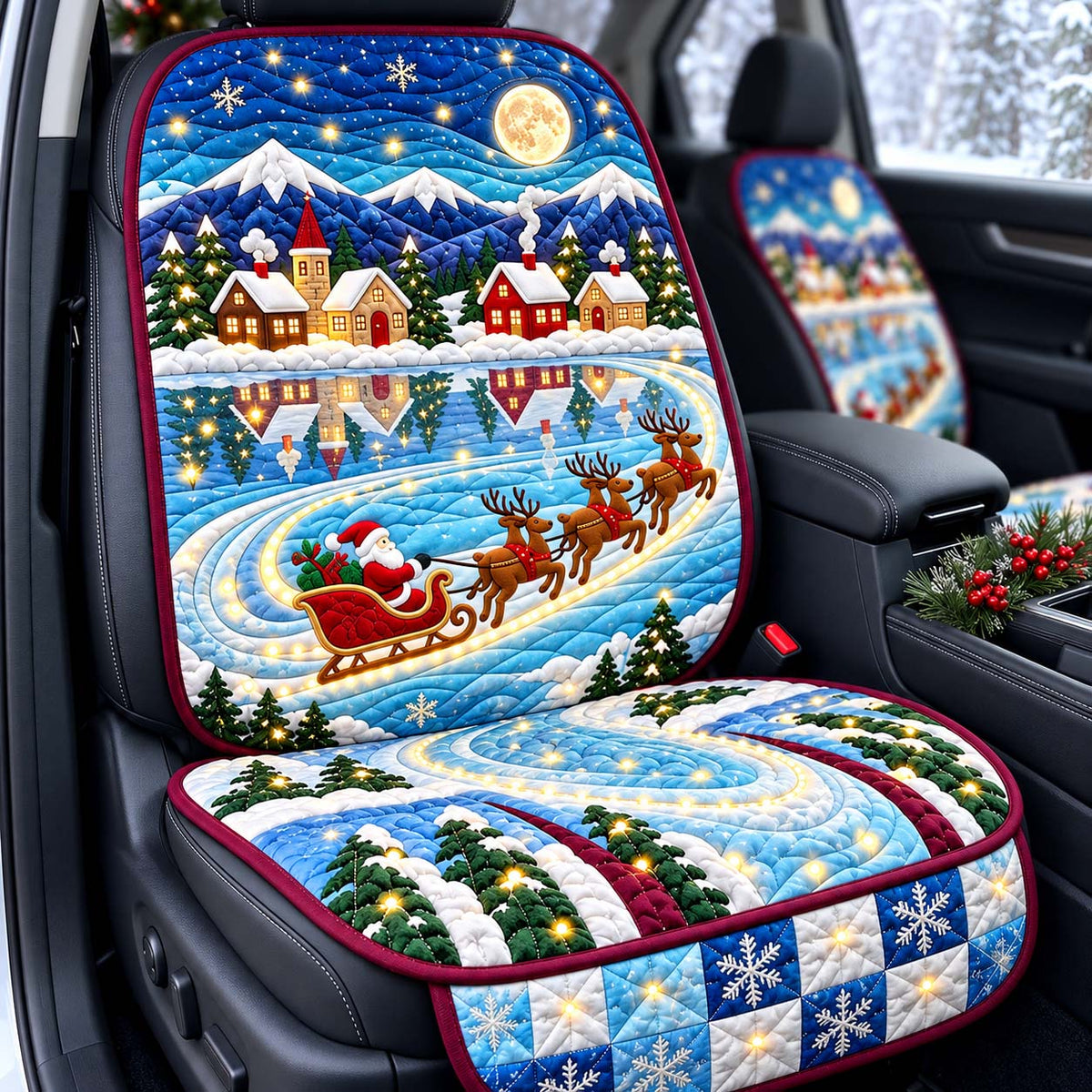 Moonlit Santa Flight Quilted Car Seat Protector GFTONTD3645
