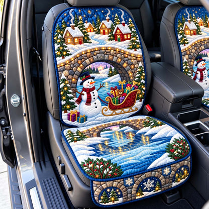 Snowman Bridge Sleigh Quilted Car Seat Protector GFTONTD3651