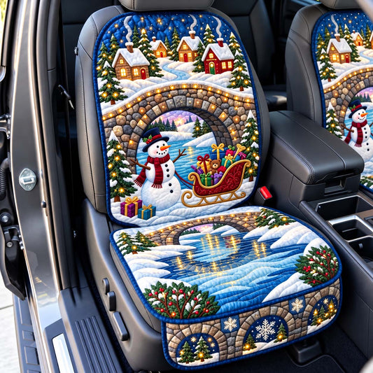 Snowman Bridge Sleigh Quilted Car Seat Protector GFTONTD3651