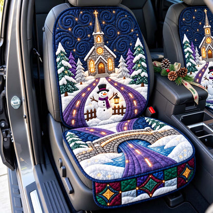 Snowman Church Path Quilted Car Seat Protector GFTONTD3653