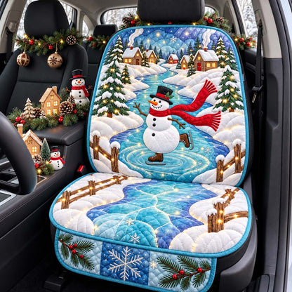 Skating Snowman Village Quilted Car Seat Protector GFTONTD3654