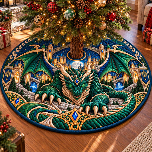 Emerald Dragon Kingdom Quilted Tree Skirt GFTONTD3690