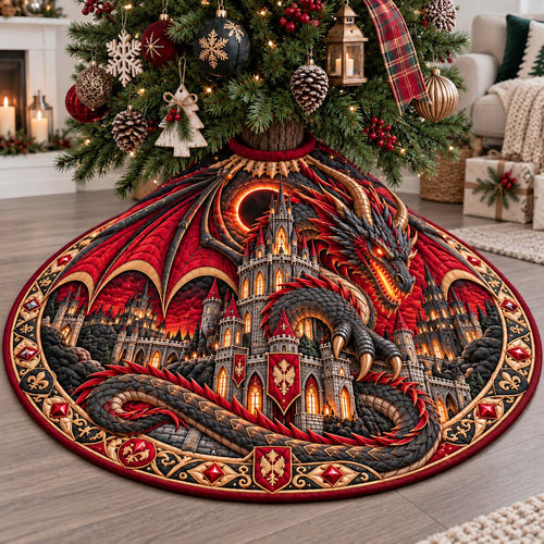 Crimson Dragon Fortress Quilted Tree Skirt GFTONTD3692