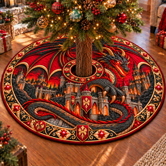 Crimson Dragon Fortress Quilted Tree Skirt GFTONTD3692