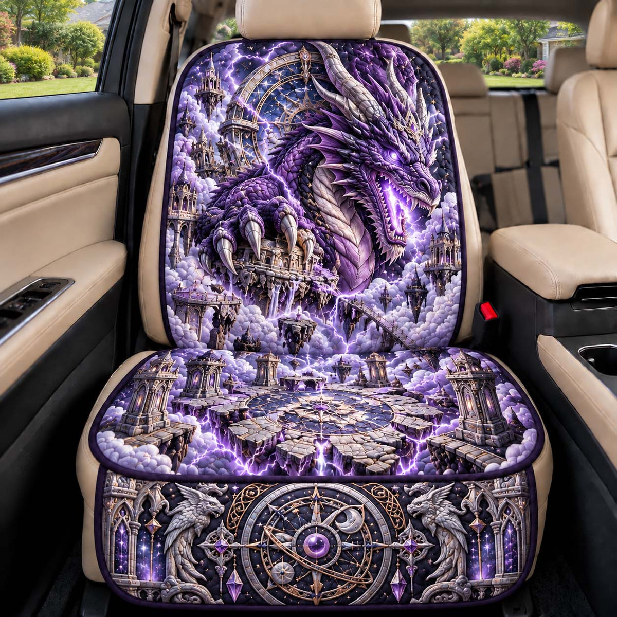 Storm Dragon Realm Quilted Car Seat Protector GFTONTD3701