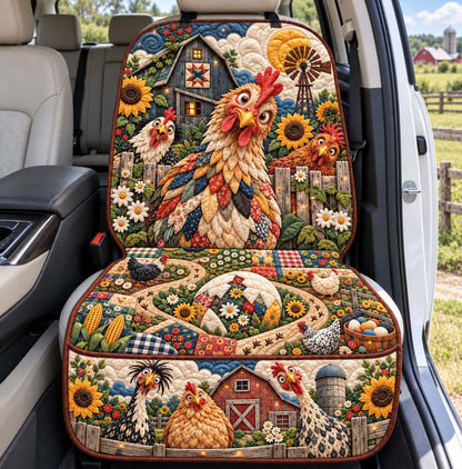Patchwork Farm Hens Quilted Car Seat Protector GFTONTD3706