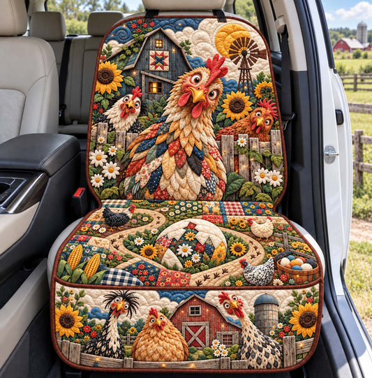 Patchwork Farm Hens Quilted Car Seat Protector GFTONTD3706