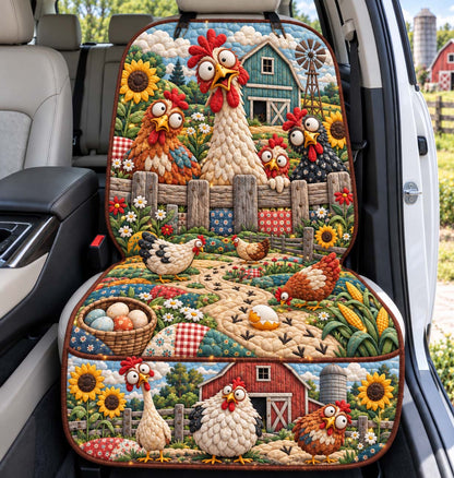 Goofy Chicken Yard Quilted Car Seat Protector GFTONTD3707