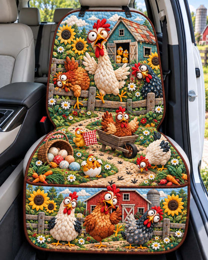 Chicken Cart Mayhem Quilted Car Seat Protector GFTONTD3708