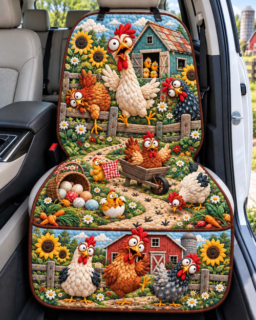 Chicken Cart Mayhem Quilted Car Seat Protector GFTONTD3708