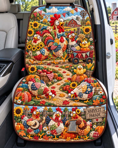 Harvest Chicken Parade Quilted Car Seat Protector GFTONTD3709