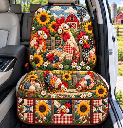Sunflower Chicken Gang Quilted Car Seat Protector GFTONTD3710