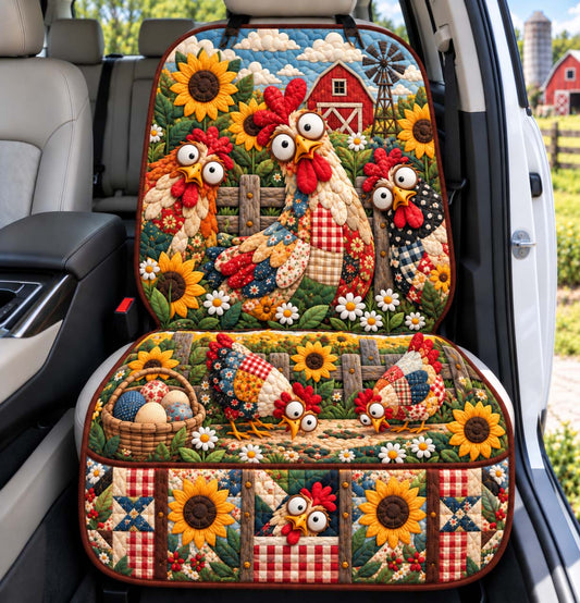 Sunflower Chicken Gang Quilted Car Seat Protector GFTONTD3710
