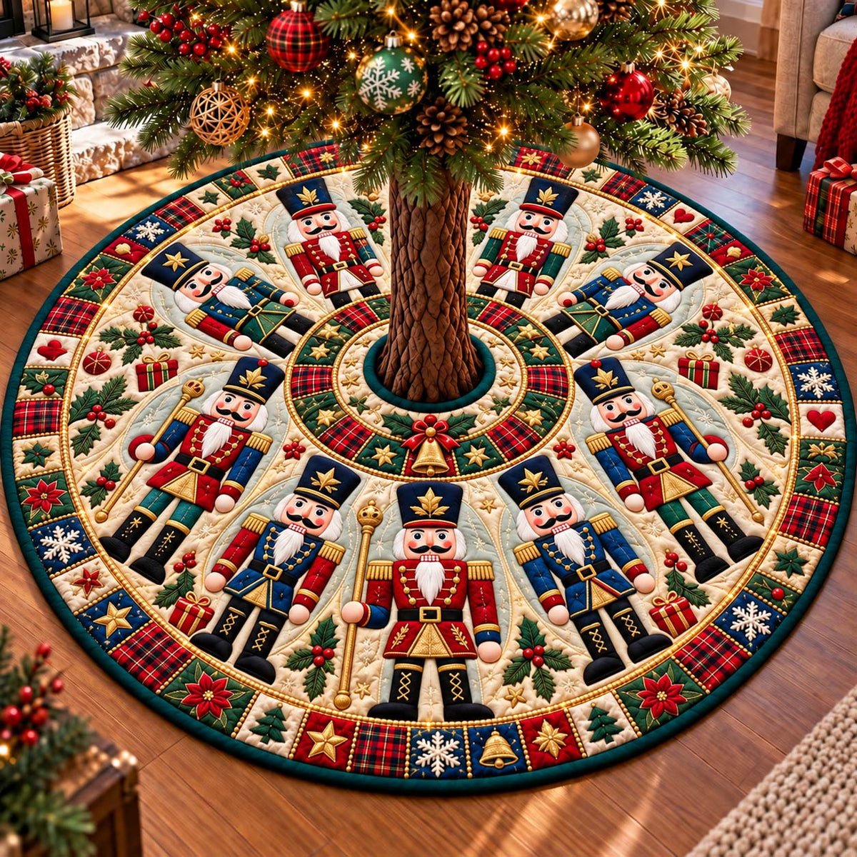Royal Nutcracker Circle Quilted Tree Skirt GFTONTD3712
