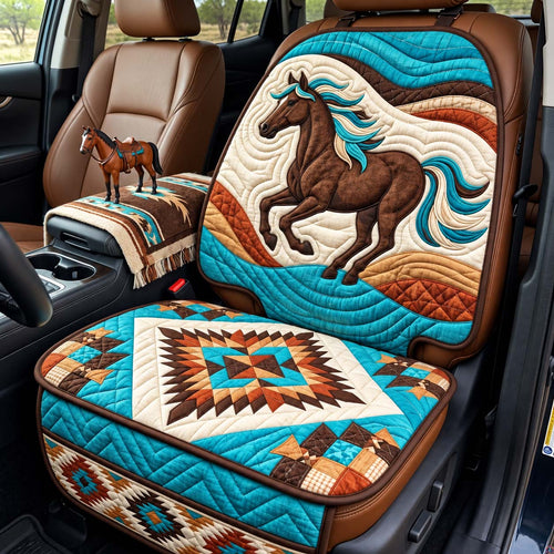 Turquoise Wild Horse Quilted Car Seat Protector GFTONTD3718