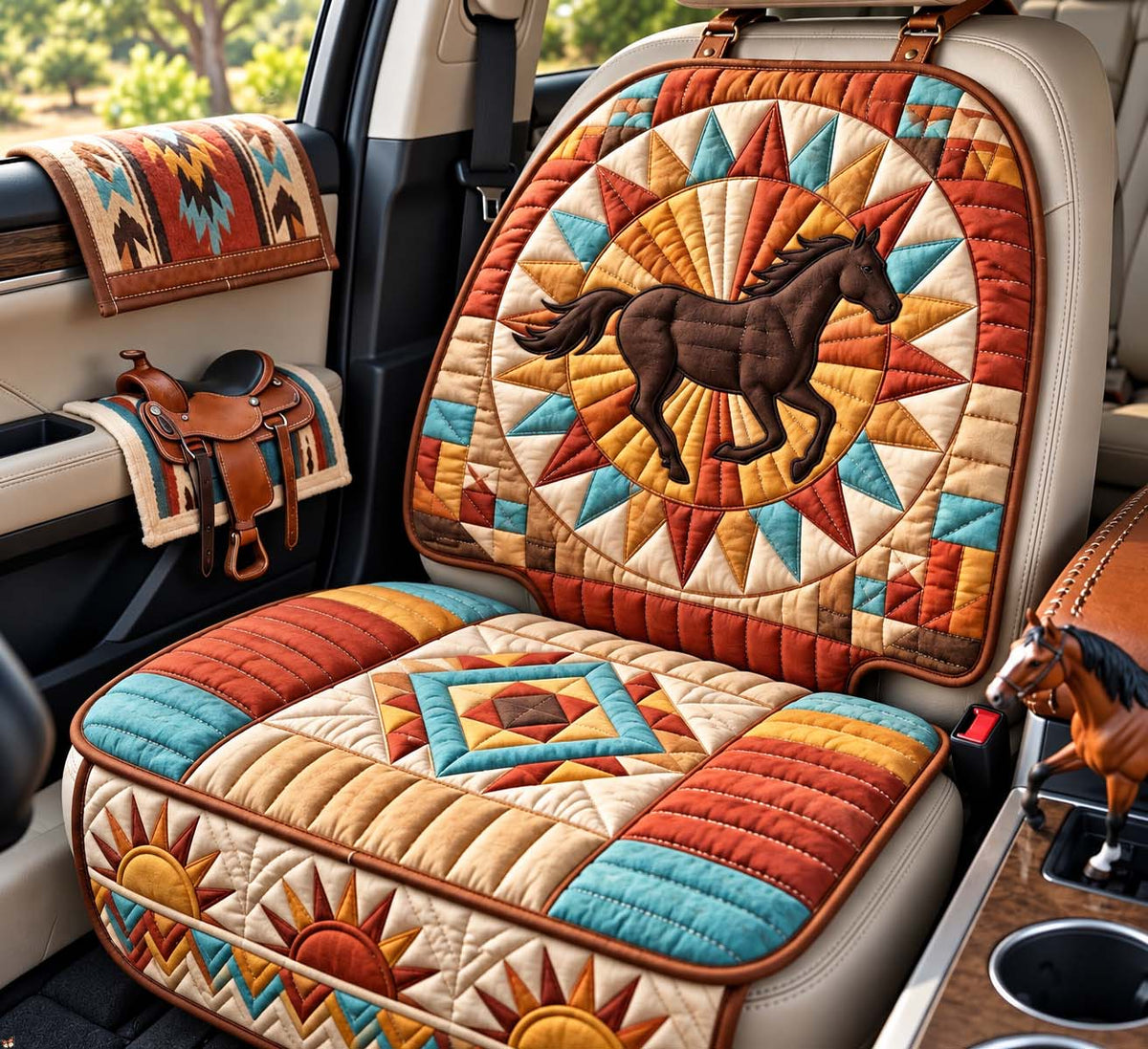 Western Sunset Horse Quilted Car Seat Protector GFTONTD3719