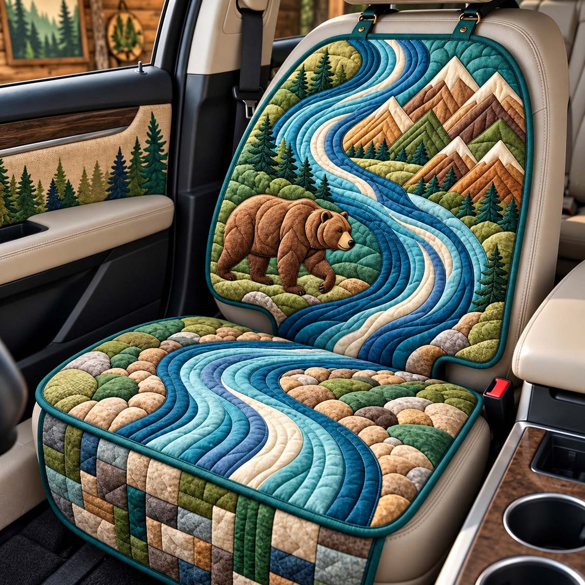 River Valley Bear Quilted Car Seat Protector GFTONTD3725