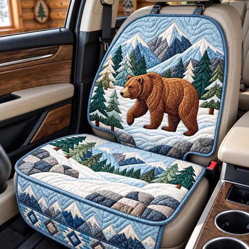 Snowy Mountain Bear Quilted Car Seat Protector GFTONTD3729