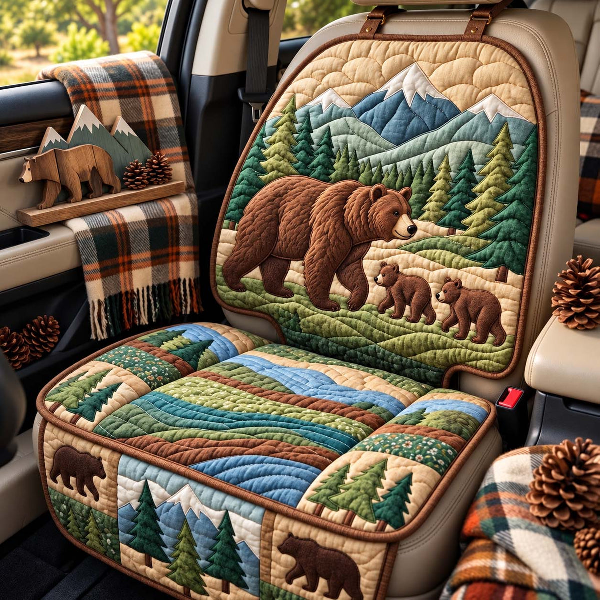 Mama Bear Family Quilted Car Seat Protector GFTONTD3730