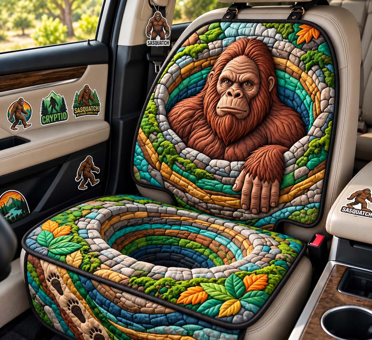 Bigfoot Stone Portal Quilted Car Seat Protector GFTONTD3793
