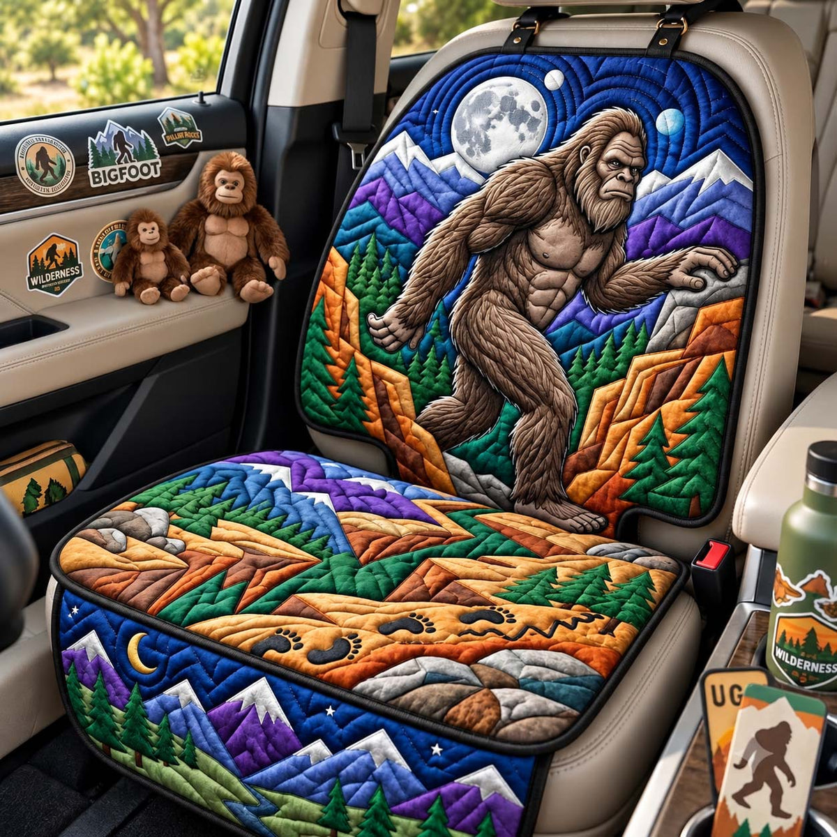 Moonlit Bigfoot Trail Quilted Car Seat Protector GFTONTD3795