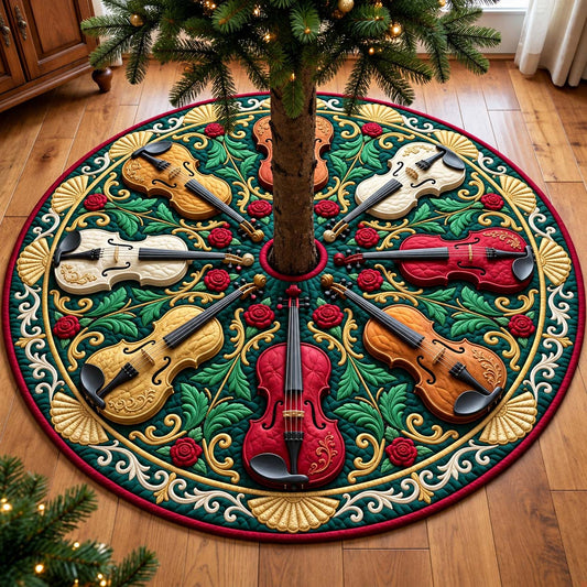 Emerald Violin Symphony Quilted Tree Skirt GFTONTD3798