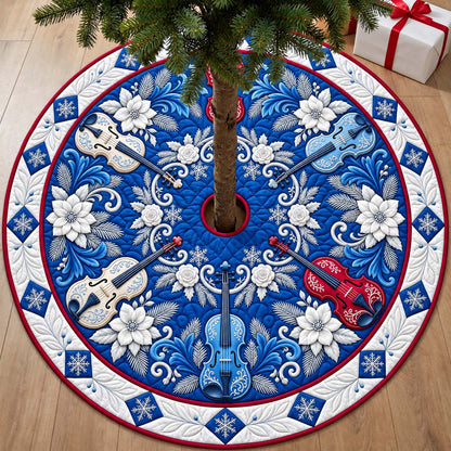 Winter Violin Waltz Quilted Tree Skirt GFTONTD3801