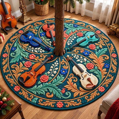 Teal Floral Melody Quilted Tree Skirt GFTONTD3802