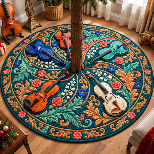 Teal Floral Melody Quilted Tree Skirt GFTONTD3802