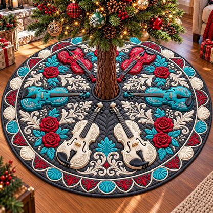 Midnight Violin Romance Quilted Tree Skirt GFTONTD3803