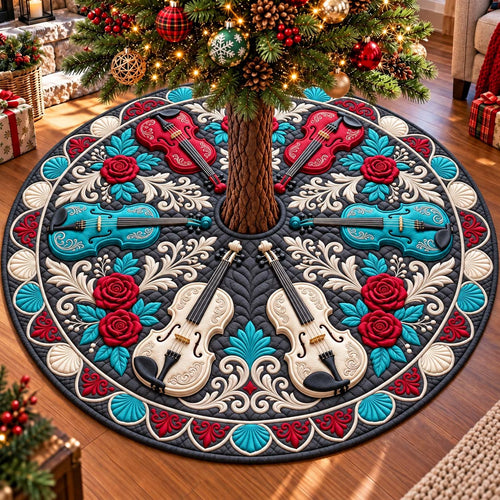 Midnight Violin Romance Quilted Tree Skirt GFTONTD3803