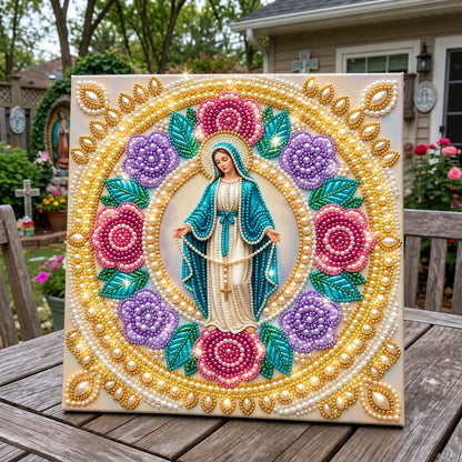 Mary Floral Rosary DIY Diamond Pearl Art Kit GFTONTD4343