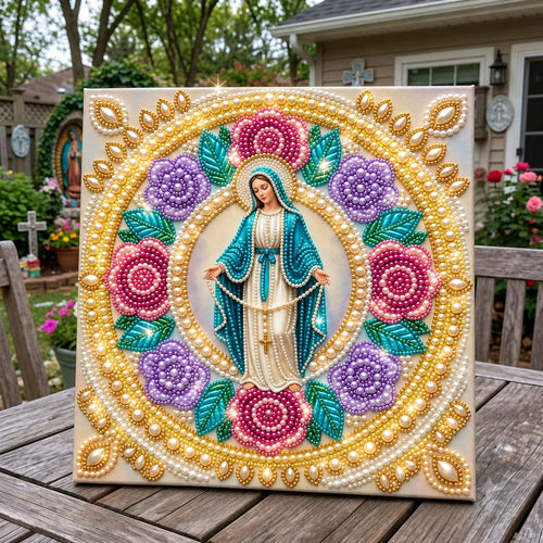 Mary Floral Rosary DIY Diamond Pearl Art Kit GFTONTD4343
